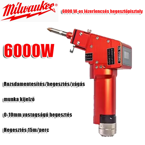 [Milwaukee] 6000W laserová svařovací pistole svařování/řezání 0-20mm tloušťka svařování 13m/min